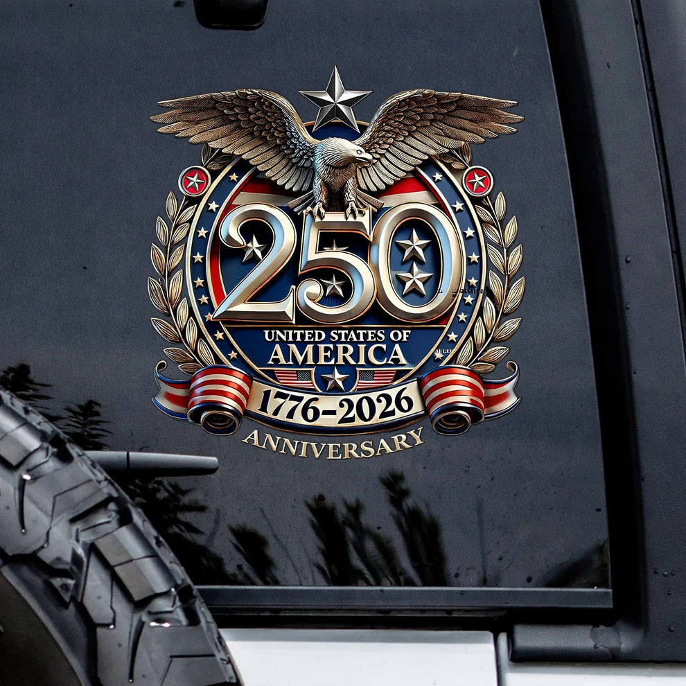 America 250th Anniversary Decal, Eagle Patriotic 1776 2026 Car Sticker
