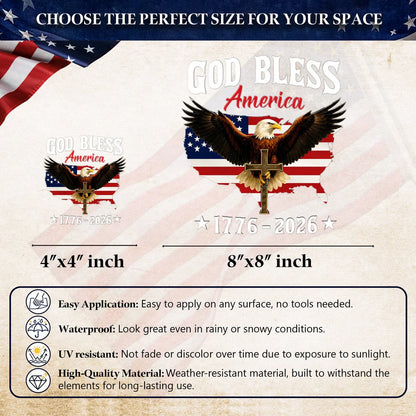 LIMITED TIME OFFER - Faith Family USA Eagle Cross Decal – 250th Anniversary 1776-2026