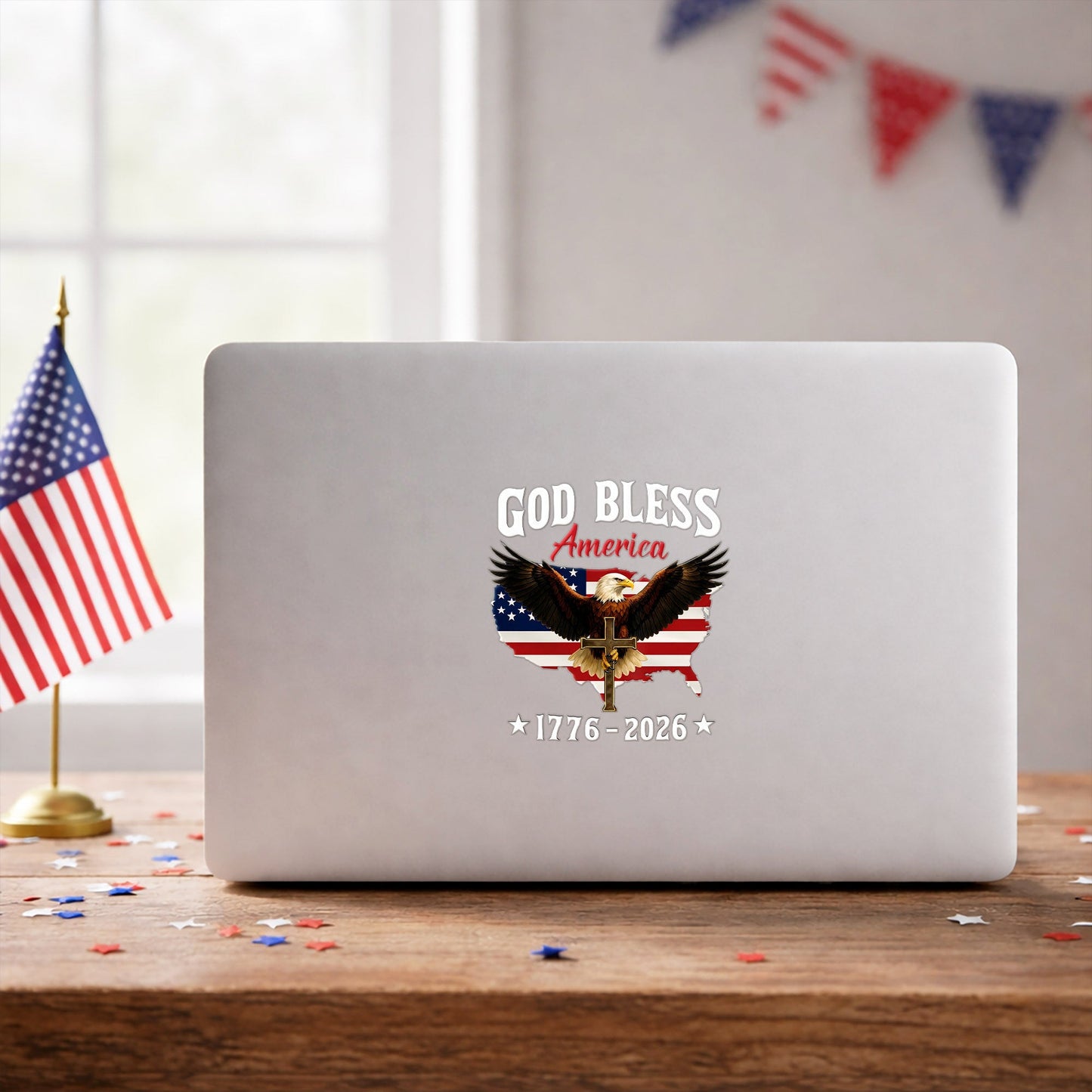 🔥 LIMITED TIME OFFER - God Bless America 250th Anniversary Decal, Christian Eagle Patriotic