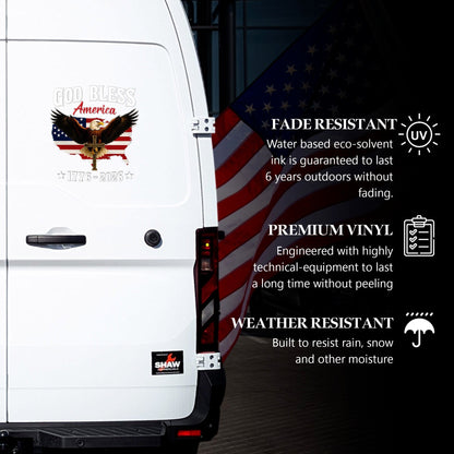 🔥 LIMITED TIME OFFER - God Bless America 250th Anniversary Decal, Christian Eagle Patriotic