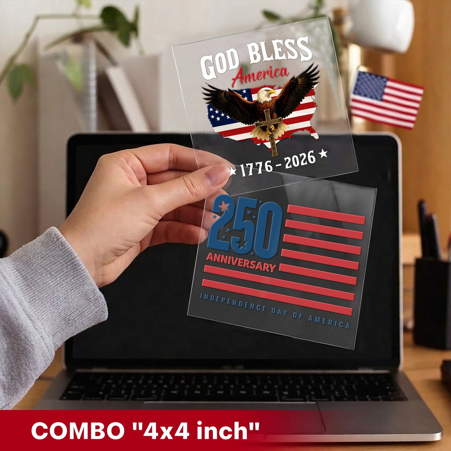 🔥 LIMITED TIME OFFER - God Bless America 250th Anniversary Decal, Christian Eagle Patriotic