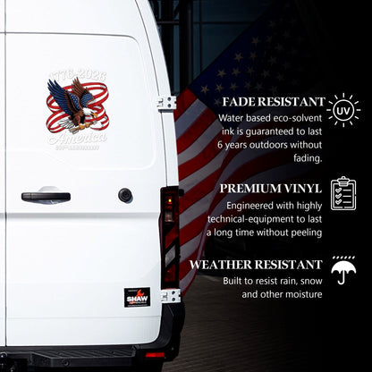 America 250th Anniversary Decal, Eagle Patriotic 1776 2026 Car Sticker