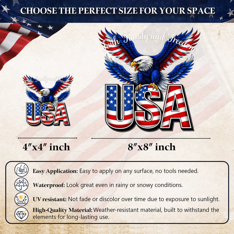 LIMITED TIME OFFER - Faith Family USA Eagle Cross Decal – 250th Anniversary 1776-2026