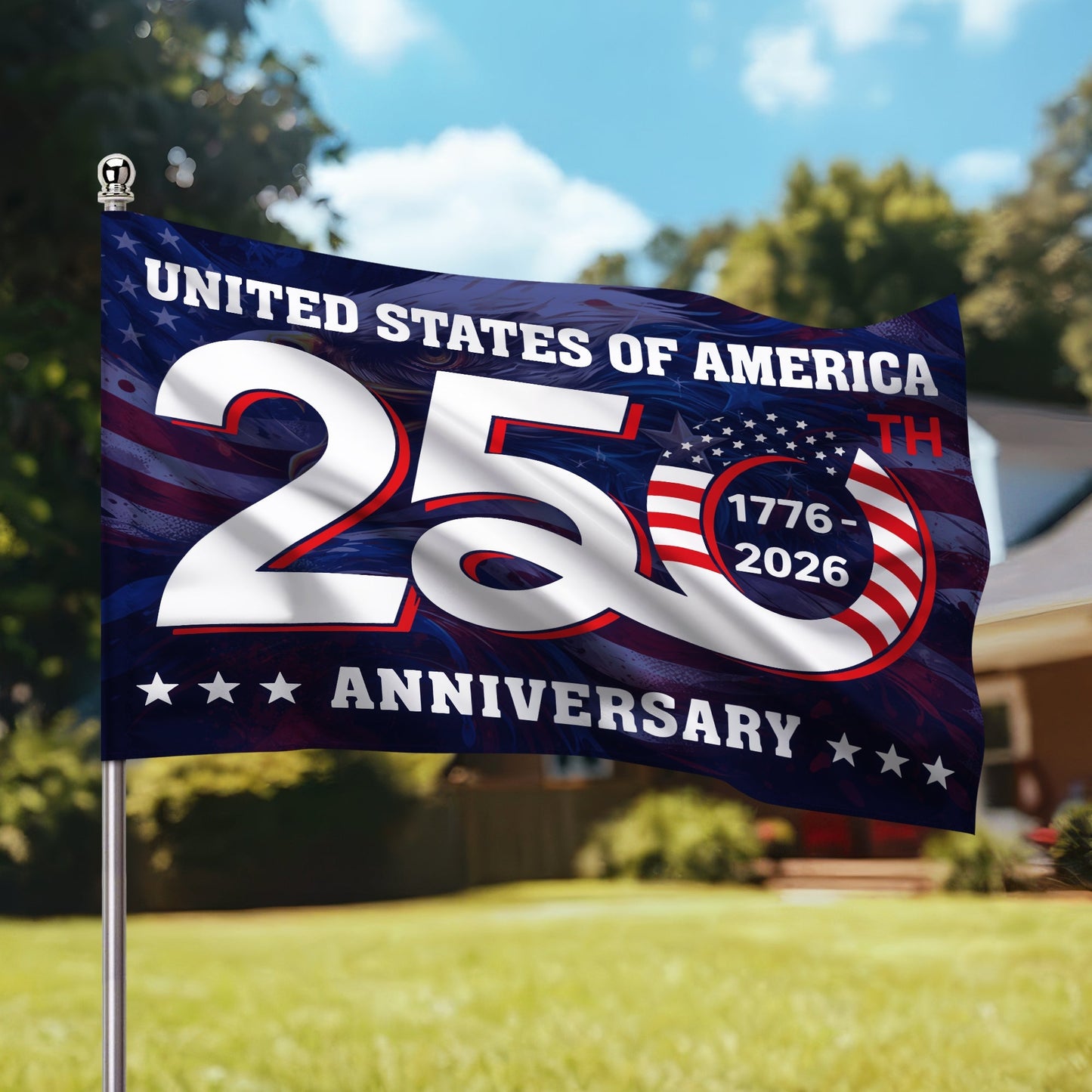 250th Anniversary 1776 2026 United States of America Semiquincentennial Grommet Flag
