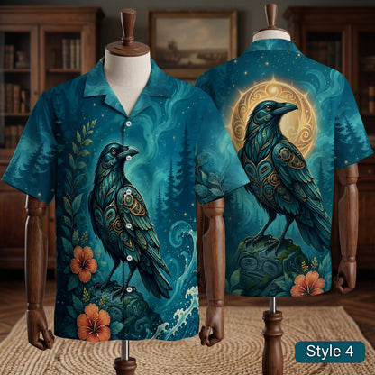 Native Raven Pattern Hawaiian Shirt for Adults & Kids