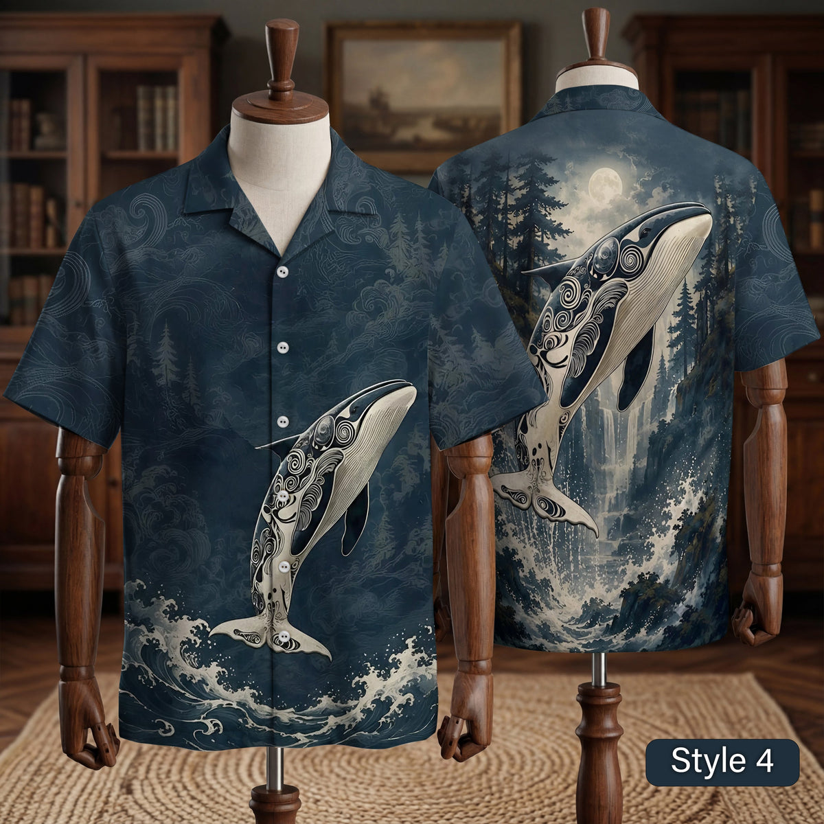 Native Raven Pattern Hawaiian Shirt for Adults & Kids