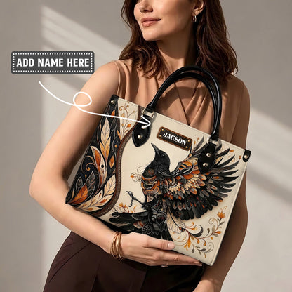 Raven Ember Spirit Personalized Leather Bag