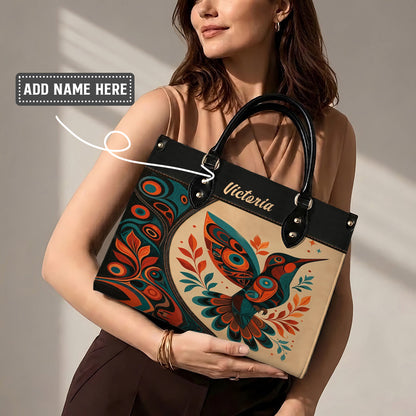 Hummingbird Ember Bloom Personalized Leather Bag