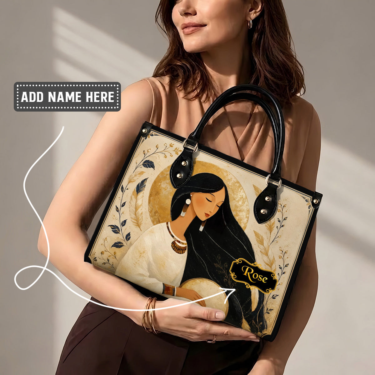Golden Moon Maiden Personalized Leather Bag
