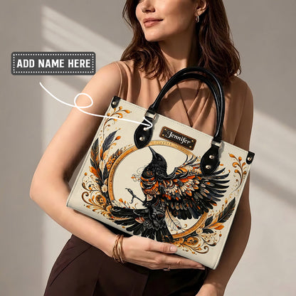 Raven Eternal Wings Personalized Leather Bag