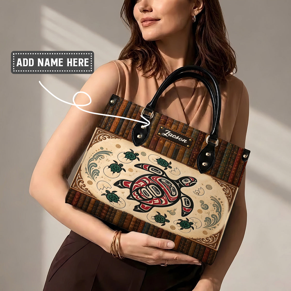 Ocean Turtle Heritage Personalized Leather Bag