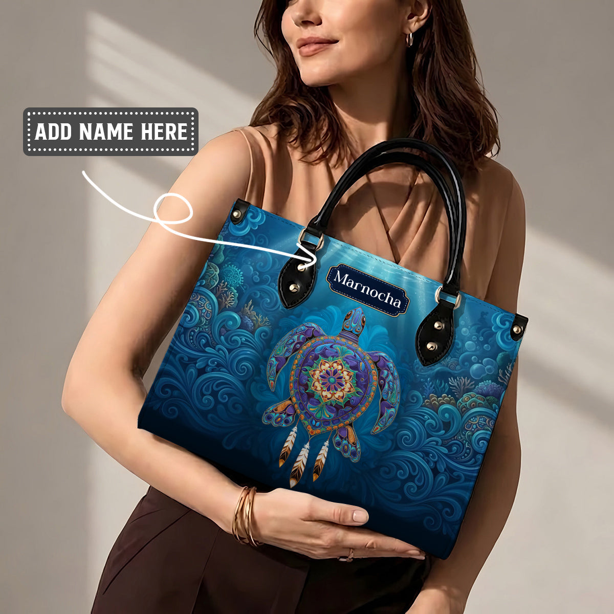 Celestial Turtle Spirit Personalized Leather Bag
