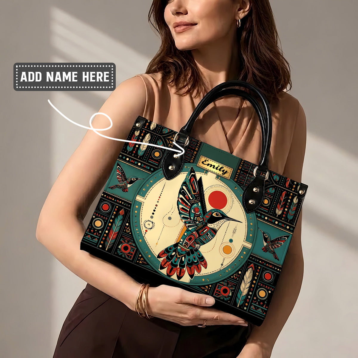 Hummingbird Solar Awakening Personalized Leather Bag