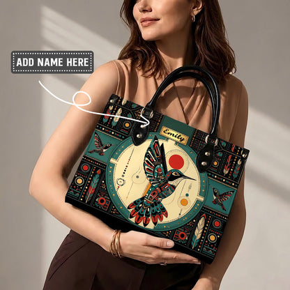 Hummingbird Solar Awakening Personalized Leather Bag