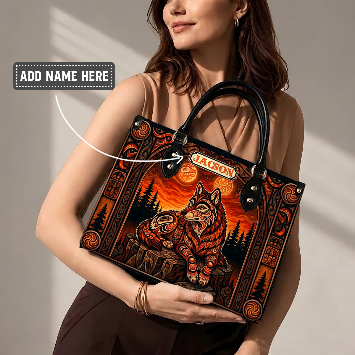 Ember Wolf Legacy Personalized Leather Bag