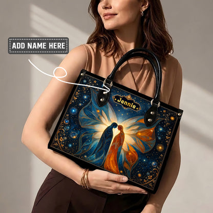 Twin Souls Embrace Personalized Leather Bag
