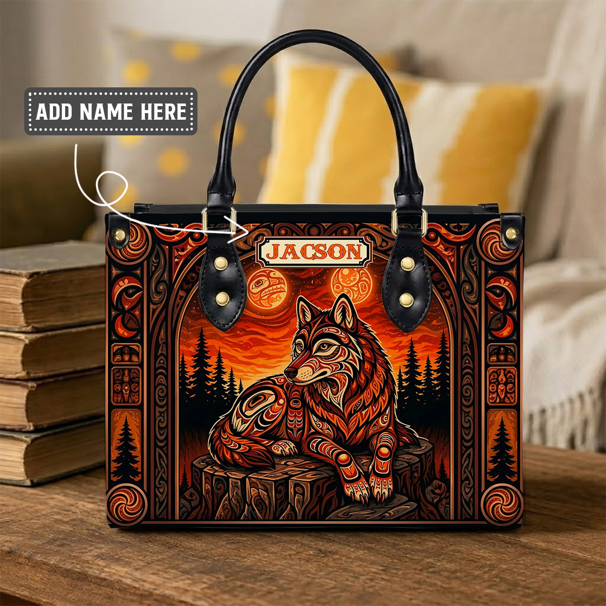 Ember Wolf Legacy Personalized Leather Bag