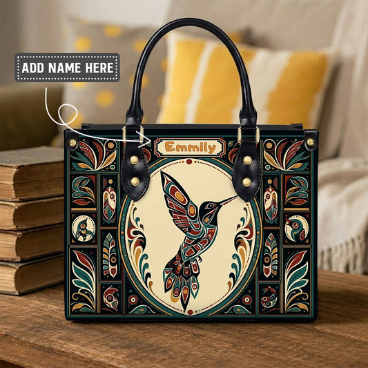Hummingbird Eternal Grace Personalized Leather Bag