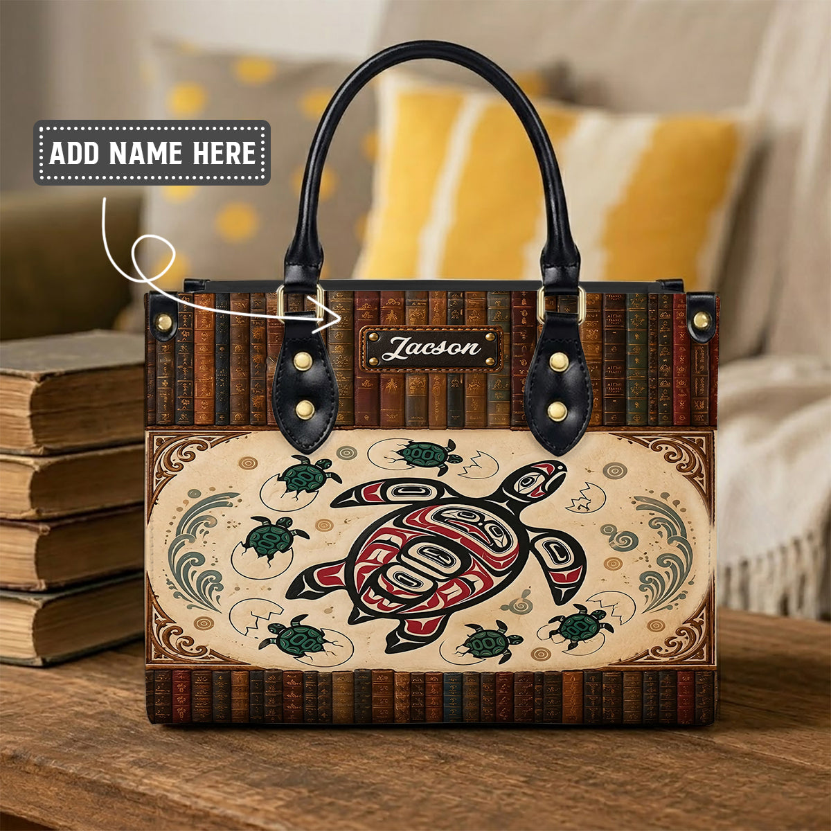 Ocean Turtle Heritage Personalized Leather Bag
