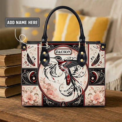 Ruby Hummingbird Elegance Personalized Leather Bag