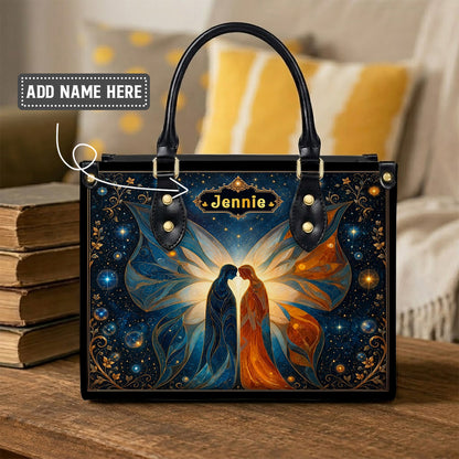 Twin Souls Embrace Personalized Leather Bag