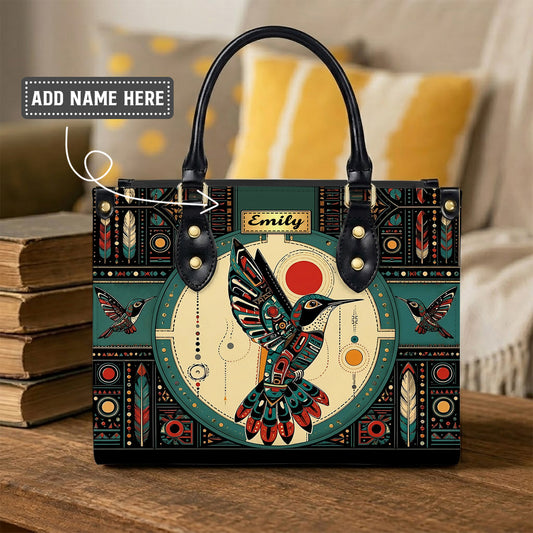 Hummingbird Solar Awakening Personalized Leather Bag