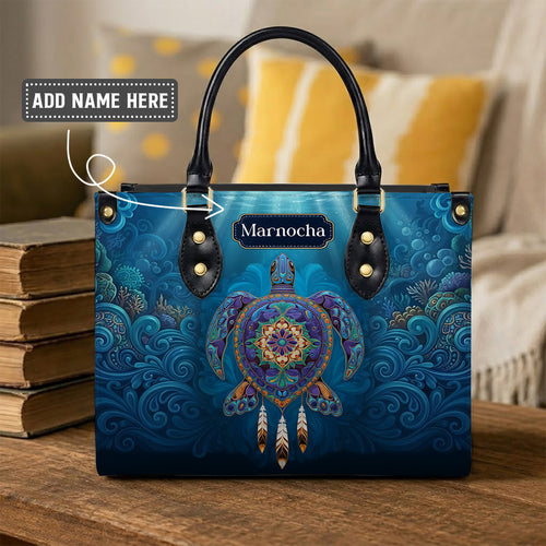 Celestial Turtle Spirit Personalized Leather Bag