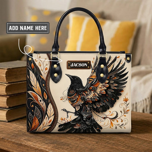Raven Ember Spirit Personalized Leather Bag