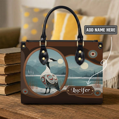 Moonlit Goose Serenity Personalized Leather Bag