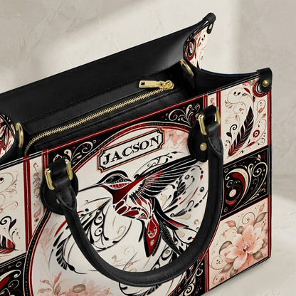 Ruby Hummingbird Elegance Personalized Leather Bag