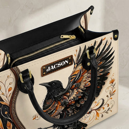 Raven Ember Spirit Personalized Leather Bag