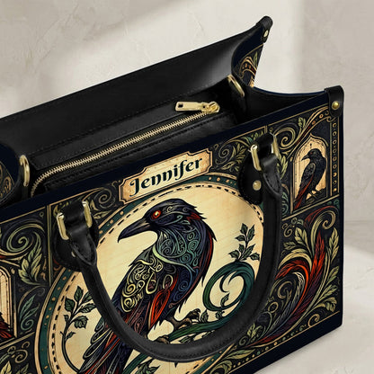 Raven Midnight Wisdom Personalized Leather Bag