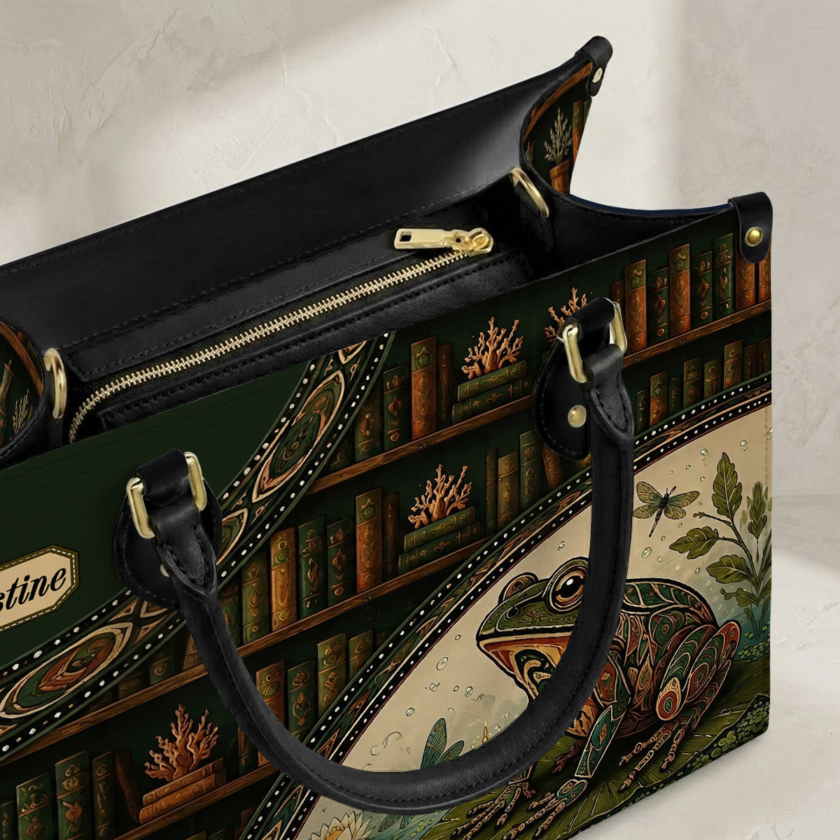 Emerald Frog Harmony Personalized Leather Bag