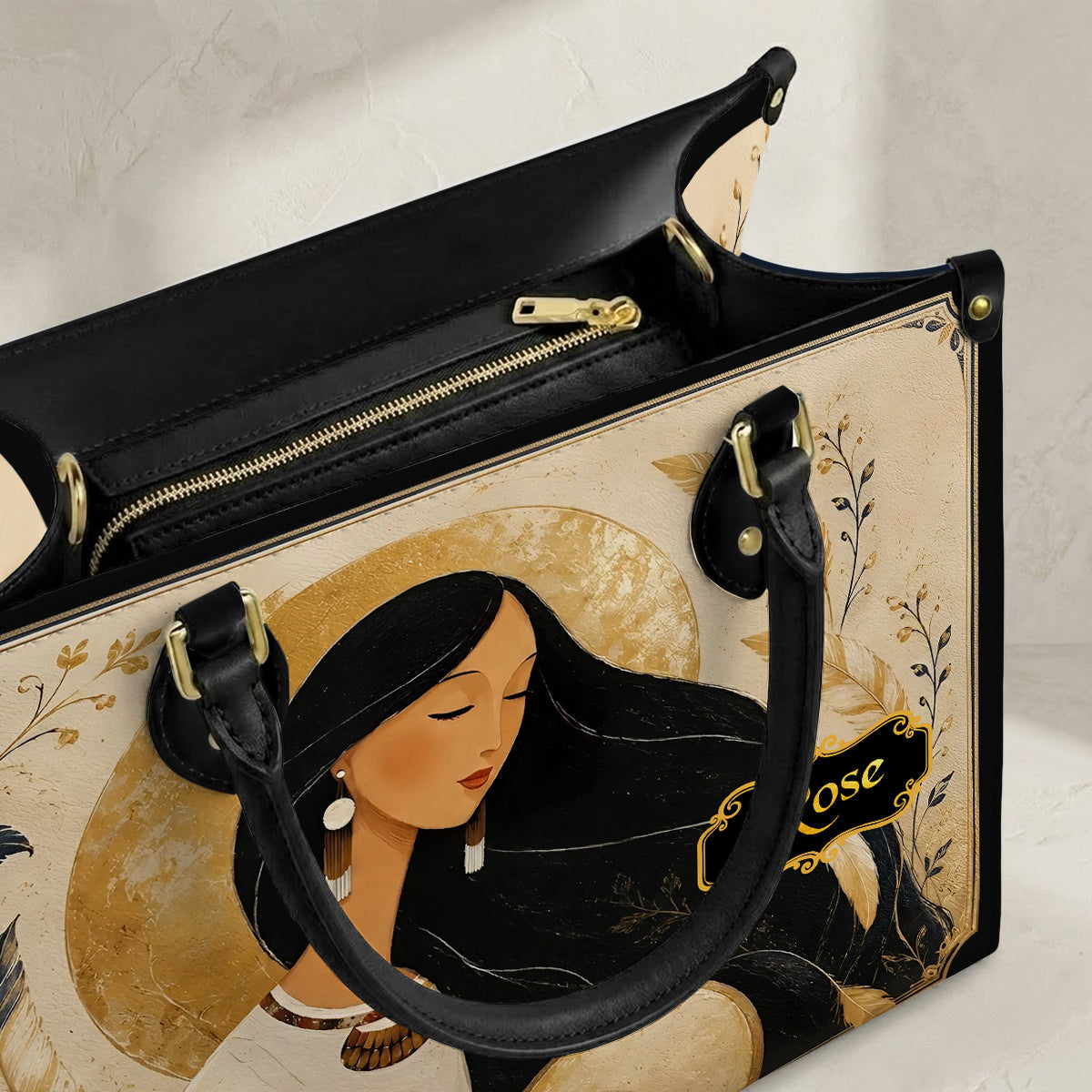 Golden Moon Maiden Personalized Leather Bag