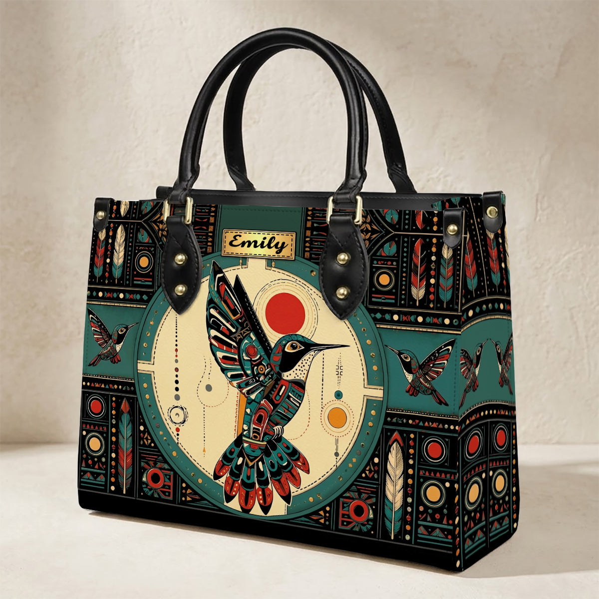 Hummingbird Solar Awakening Personalized Leather Bag