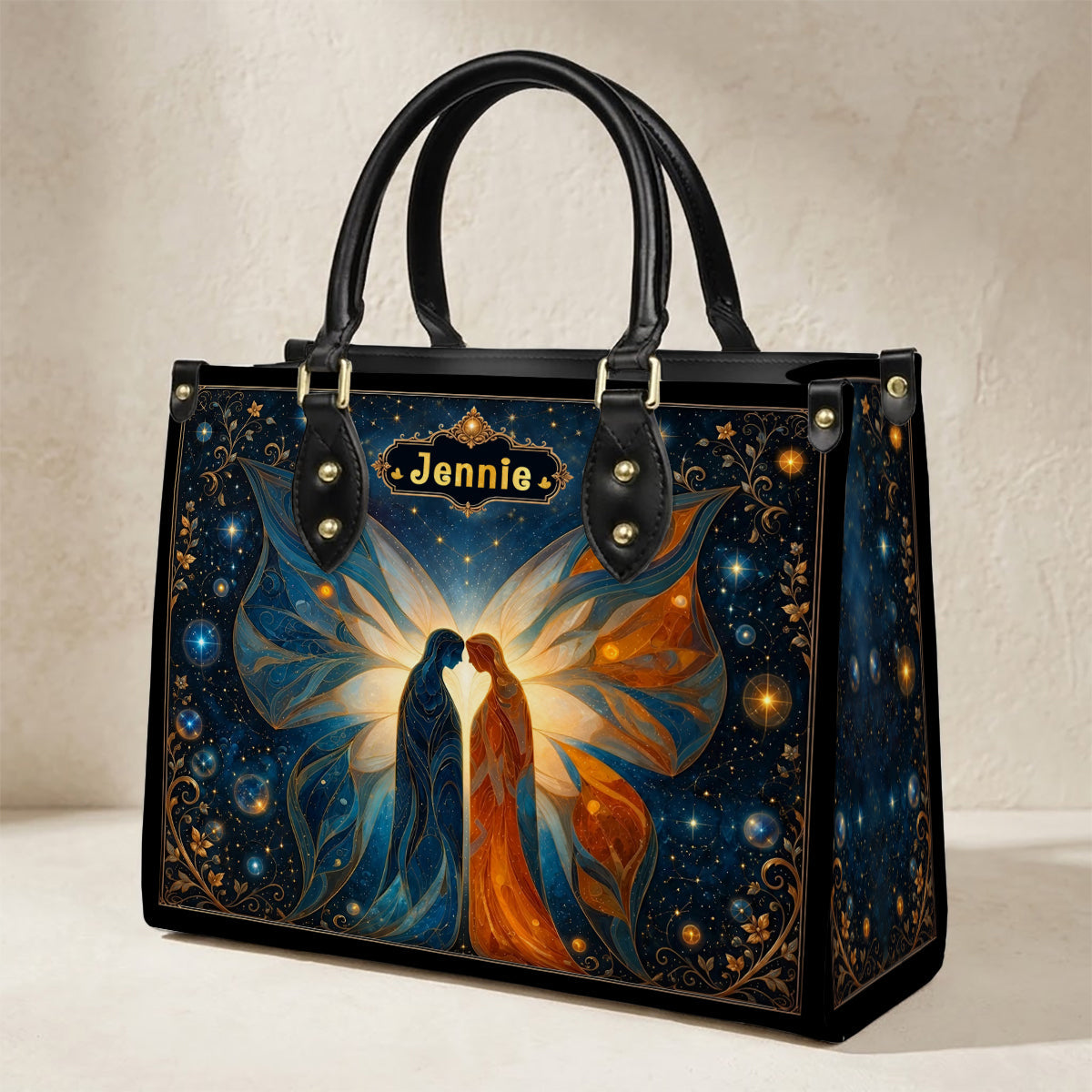 Twin Souls Embrace Personalized Leather Bag
