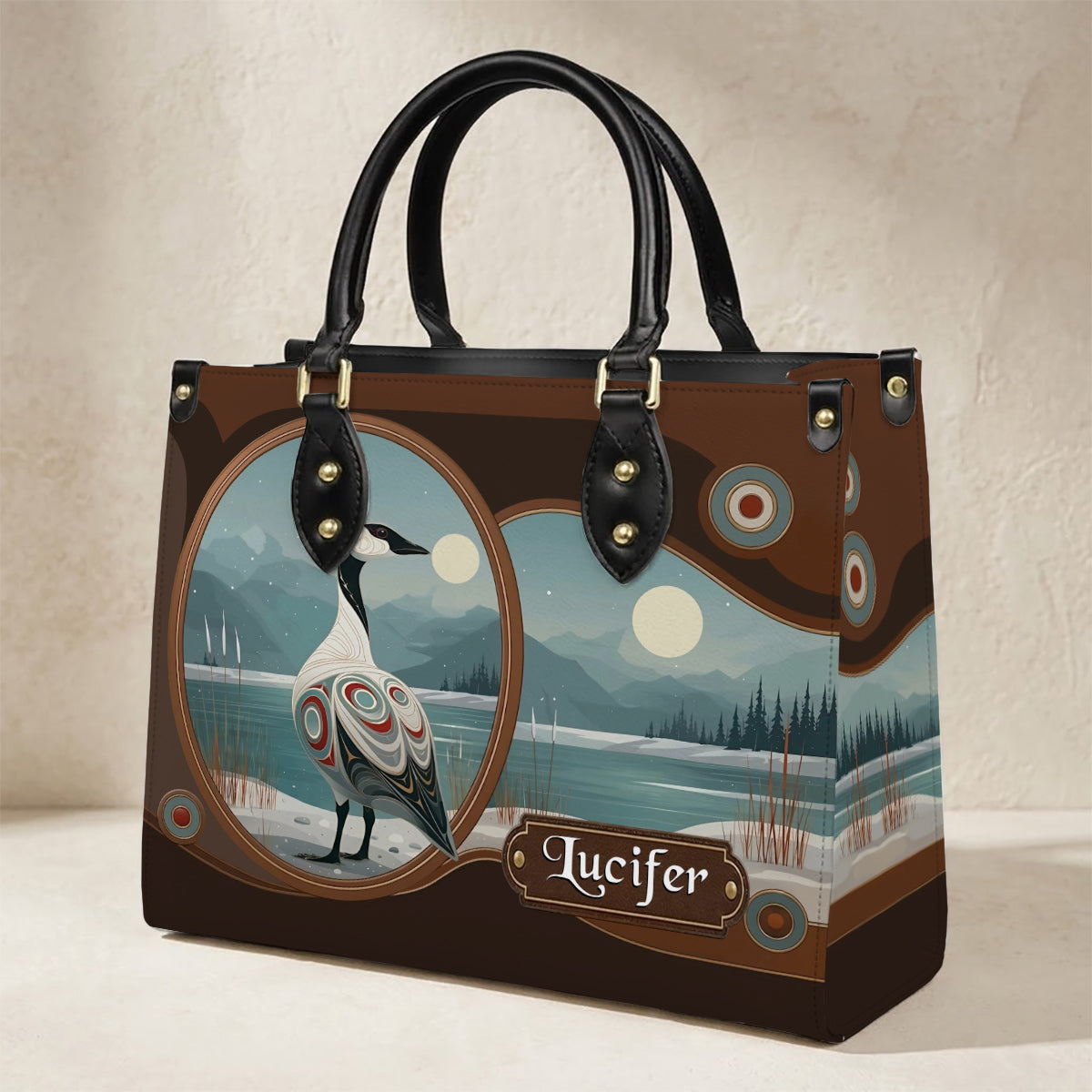 Moonlit Goose Serenity Personalized Leather Bag