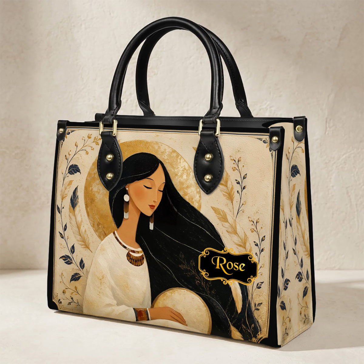Golden Moon Maiden Personalized Leather Bag