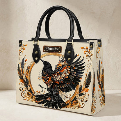 Raven Eternal Wings Personalized Leather Bag