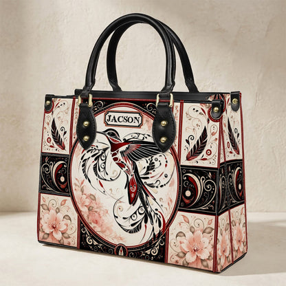 Ruby Hummingbird Elegance Personalized Leather Bag