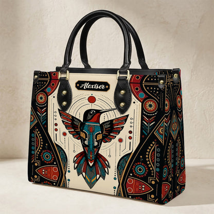 Hummingbird Solar Emblem Personalized Leather Bag