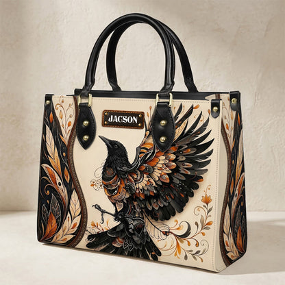 Raven Ember Spirit Personalized Leather Bag