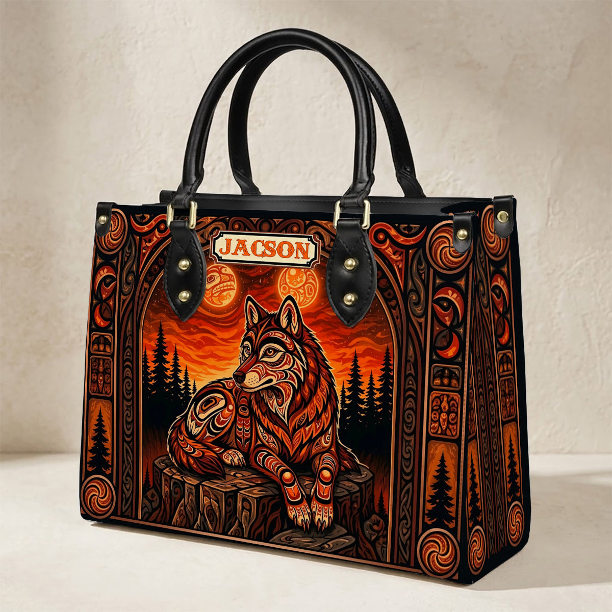 Ember Wolf Legacy Personalized Leather Bag