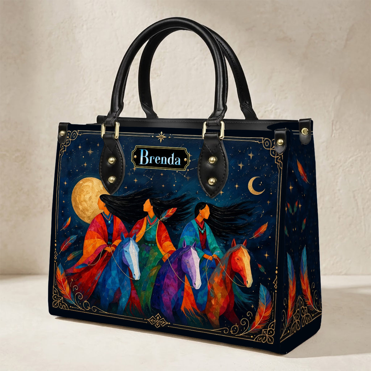 Moonlit Sisters Journey Personalized Leather Bag