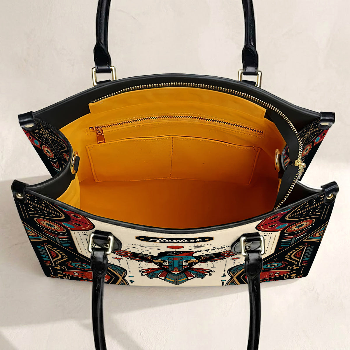 Hummingbird Solar Emblem Personalized Leather Bag