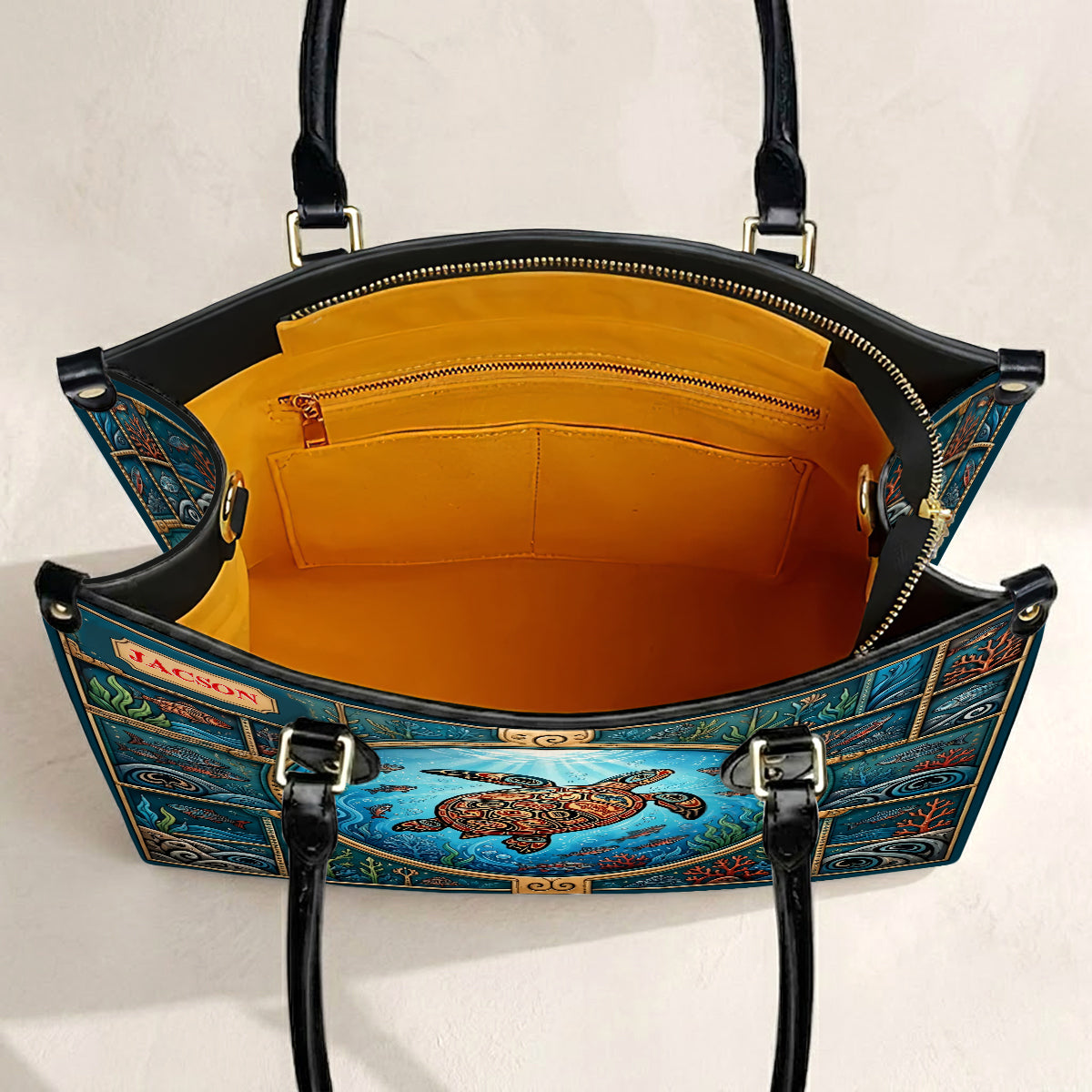 Sacred Turtle Ocean Personalized Leather Bag