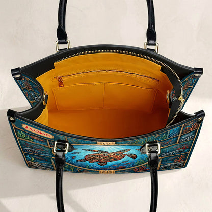 Sacred Turtle Ocean Personalized Leather Bag