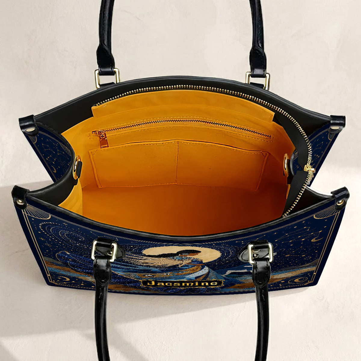 Moonlit Wolf Woman Personalized Leather Bag