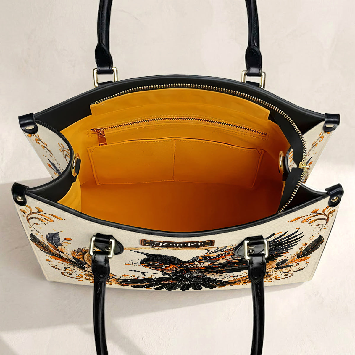 Raven Eternal Wings Personalized Leather Bag