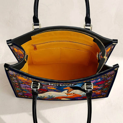 Autumn Fox Woman Personalized Leather Bag